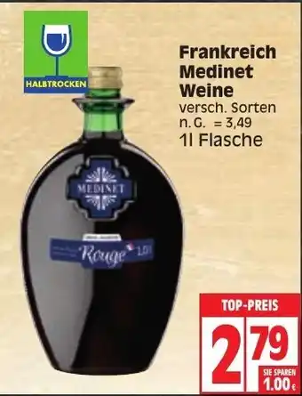 Edeka Frankreich Medinet Weine 1L Flasche Angebot