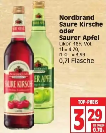 Edeka Nordbrand Saure Kirsche oder Saurer Apfel 0,7L Flasche Angebot