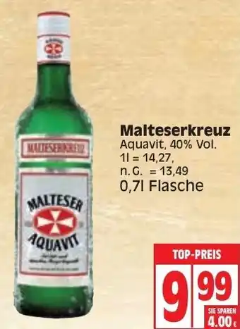 Edeka Malteserkreuz Aquavit 0,7 L Flasche Angebot