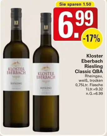 WEZ Kloster Eberbach Riesling Classic QBA 0,75Ltr. Flasche Angebot