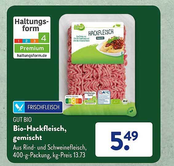 Gut bio biohackfleisch, gemischt Angebot bei Aldi Süd