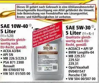 Norma Sae 10w-40 5 liter oder sae 5w-30 5 liter Angebot