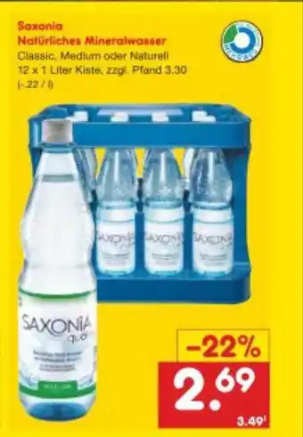 Netto Marken-Discount Saxonia natürliches mineralwasser Angebot