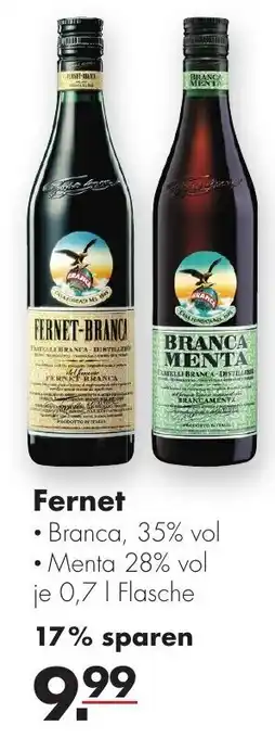 Handelshof Fernet Branca 0,7 L Flasche Angebot