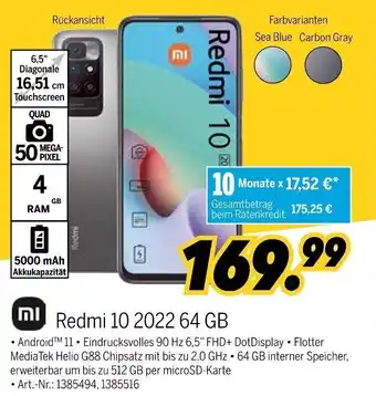 MEDIMAX Xiaomi Redmi 10 2022 64 GB Angebot