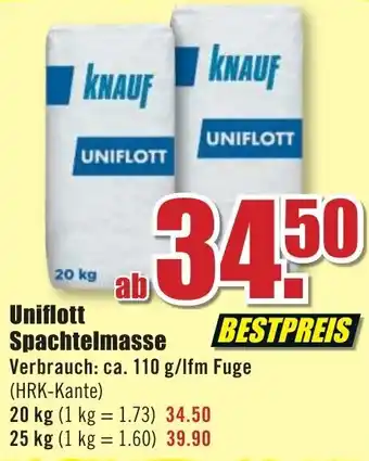 B1 Discount Baumarkt Knauf Uniflott Spachtelmasse 20 kg Angebot