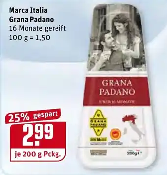 REWE Marca Italia Grana Padano 200g Angebot