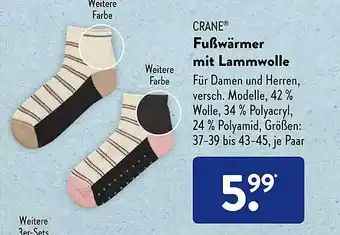 Aldi Süd Crane fußwärmer mit lammwolle Angebot