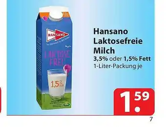 Famila Nord Ost Hansano laktosefreie milch Angebot