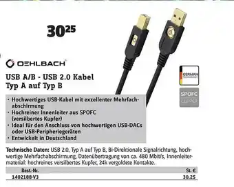 Conrad Oehlbach usb a-b u usb 2.0 kabel typ a auf typ b Angebot