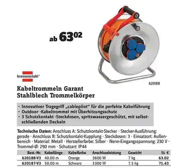 Conrad Brennenstuhl kabeltrommeln garant stahlblech trommelkörper Angebot