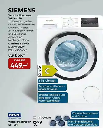 Galeria Siemens waschvollautomat wm14n228 Angebot