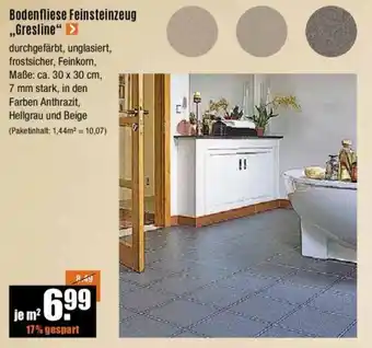 V Baumarkt Bodenfliese Feinsteinzeug ,,Gresline" Angebot