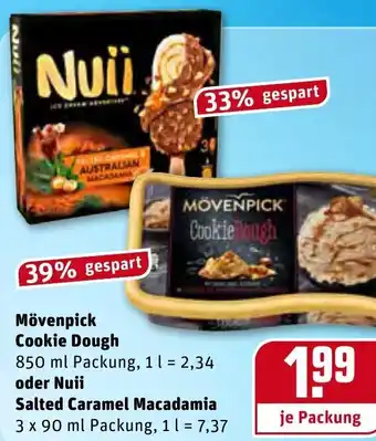 REWE Mövenpick Cookie Dough 850ml oder Nuii Salted Caramel Macadamia 3x90ml Angebot