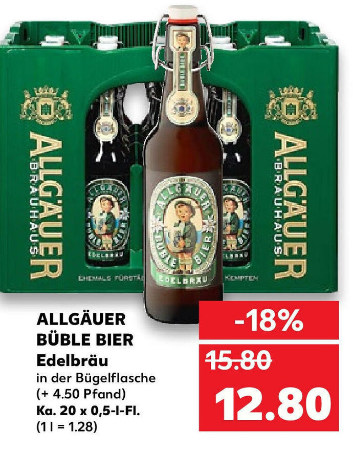 Allgäuer Büble Bier Edelbräu 20x0,5L Angebot bei Kaufland