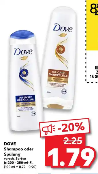 Kaufland Dove Shampoo oder Spülung 200-250ml Angebot