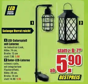 B1 Discount Baumarkt LED Solarspieß mit Laterne oder Solar LED Latene Angebot