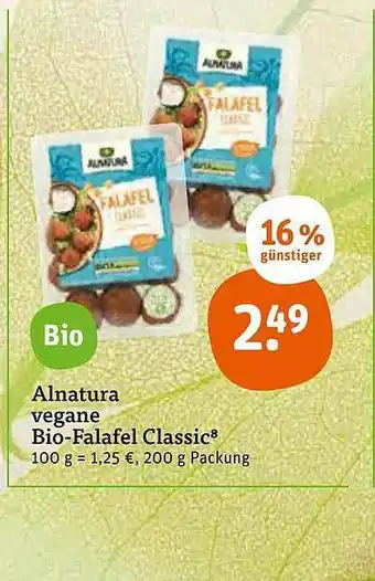 tegut Alnatura Veganebio Falafel Classic 200g Angebot