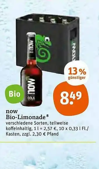 tegut Now Bio Limonade 10x0,33L Angebot