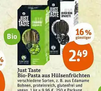 tegut Just Taste Bio Pasta Aus Hülsenfrüchten 250g Angebot