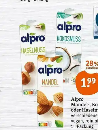 tegut Alpro Mandel Kokosnuss Oder Haselnuss 1L Angebot