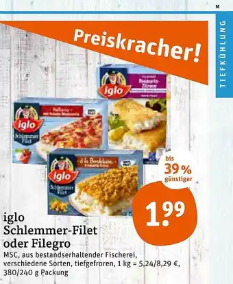 tegut Iglo Schlemmer Filet Oder Filegro 240-380g Angebot