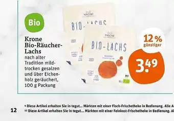 tegut Krone Bio Räucher Lachs 100g Angebot