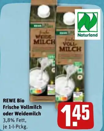 REWE Rewe Bio Frische Vollmilch oder Weidemilch 1 L Pckg. Angebot