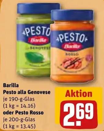 REWE Barilla Pesto alla Genovese 190 g oder Pesto Rosso 200 g Glas Angebot