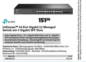 Conrad Tp-link jetstream 24-port gigabit l2 managed switch mit 4 gigabit sfp slots Angebot