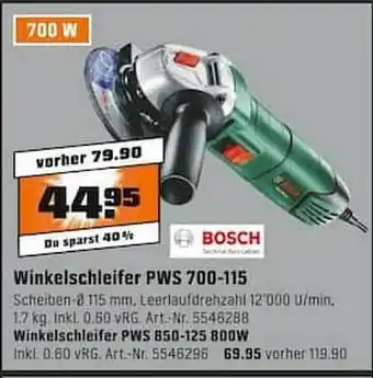 OBI Winkelschleifer pws 700-115 bosch Angebot