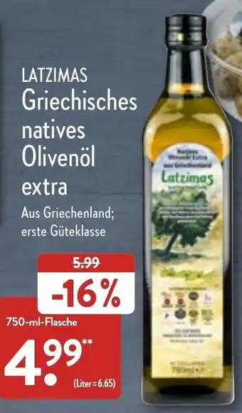 Aldi Nord Latzimas Griechisches Natives Olivenöl Extra 750 ml Flasche Angebot