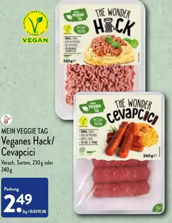 Aldi Nord Mein Veggie Tag Veganes Hack/Cevapcici 230 g oder 240 g Angebot