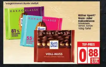 Elli Markt Ritter Sport Nuss oder Kakaoklasse 100 g Angebot