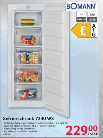 Selgros Bomann Gefrierschrank | 7340 WS Angebot