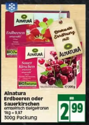 Edeka Alnatura Erdbeeren oder Sauerkirschen 300g Angebot