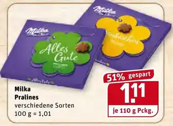 REWE Milka Pralines 110g Angebot