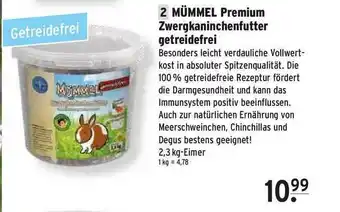 Raiffeisen Markt Mümmel Premium Zwergkaninchenfutter Getreidefrei 2,3kg Angebot