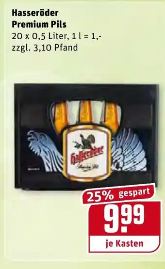 REWE Hasseröder Premium Pils 20 x 0,5 L Angebot