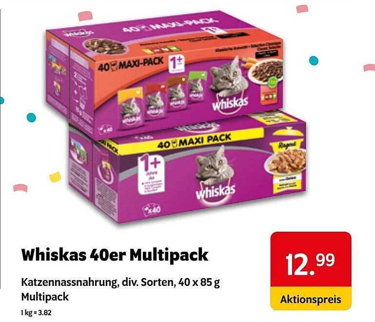 Whiskas 40er multipack Angebot bei Das Futterhaus