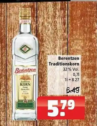 Getränkehaus Berentzen traditionskorn Angebot