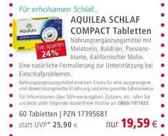 Apotal Aquilea schlaf compact tabletten Angebot