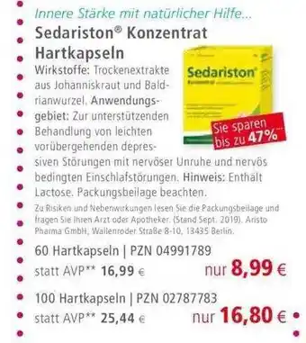 Apotal Sedariston konzentrat hartkapseln Angebot