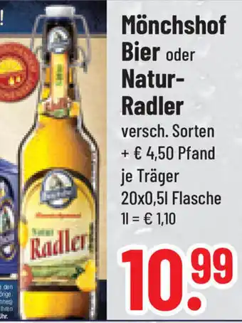 trinkgut Mönchshof Bier oder Natur Radler 20x0,5L Flasche Angebot