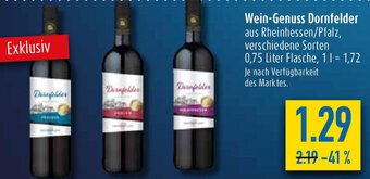 diska Wein Genuss Dornfelder 0,75 Liter Flasche Angebot