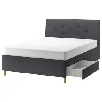 IKEA Idanäs bettgestell gepolstert mit schubl. gunnared dunkelgrau 160x200 cm Angebot