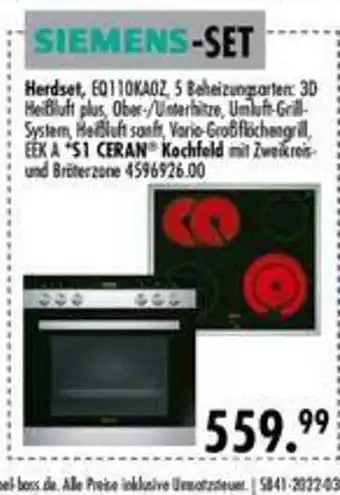 Möbel Boss Herdset siemens eq110ka0z Angebot