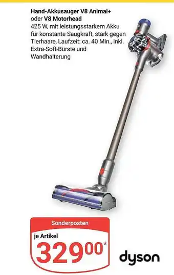 Globus Hand-akkusauger v8 animal+ oder v8 motorhead dyson Angebot