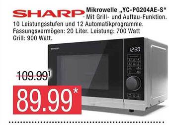 Marktkauf Sharp mikrowelle yc-pg204ae-s Angebot