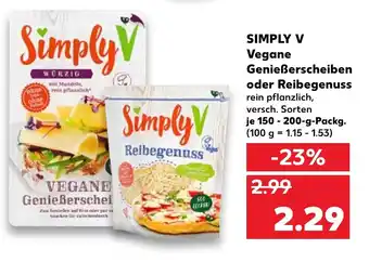 Kaufland Simply V Vegane Genießerscheiben oder Reibegenuss 150-200g Angebot